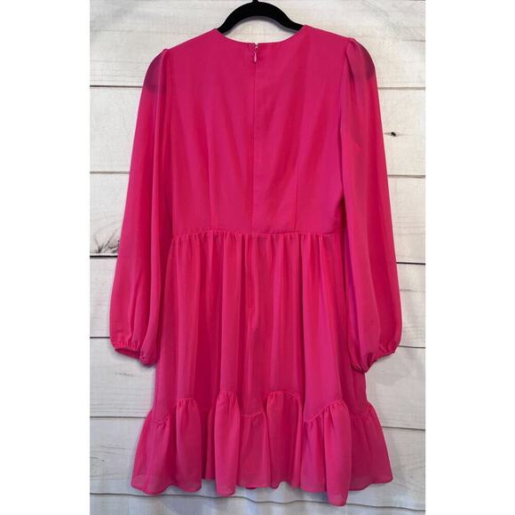 MILLY‎ Size 4 Pink Long Sleeve Dress Flowy Flirty Chic - Picture 2 of 7